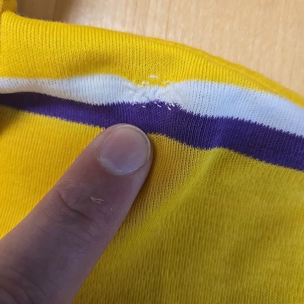 FLAW Vintage Polo Ralph Lauren Polo Shirt Mens Size XL Lakers Colors Made in USA